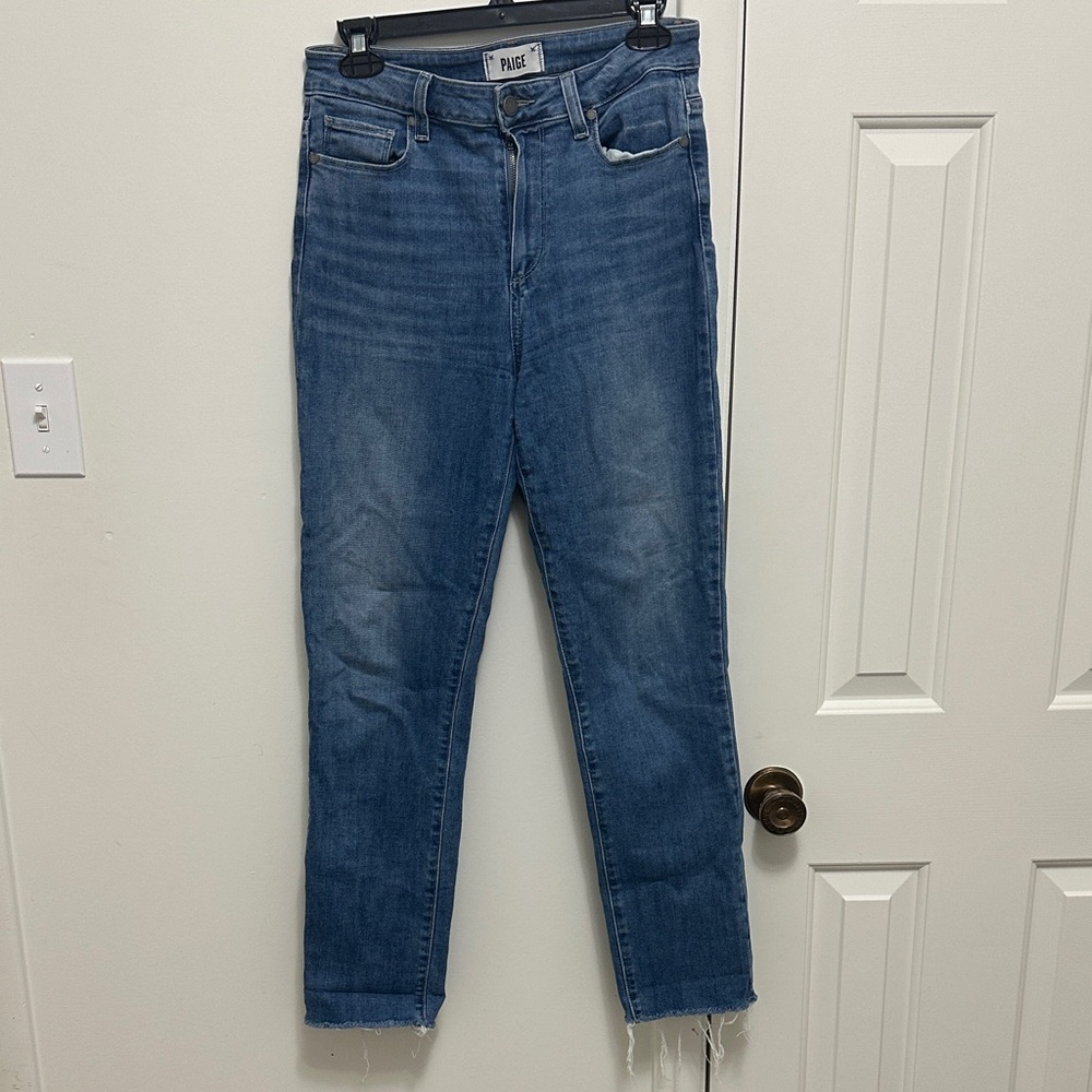 PAIGE Women's Classic Straight Leg Blue Jeans